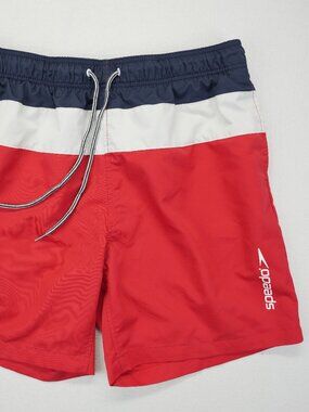Speedo Swim Shorts Mens Large Swimwear Chino Shorts Trunks Red White Blue USA